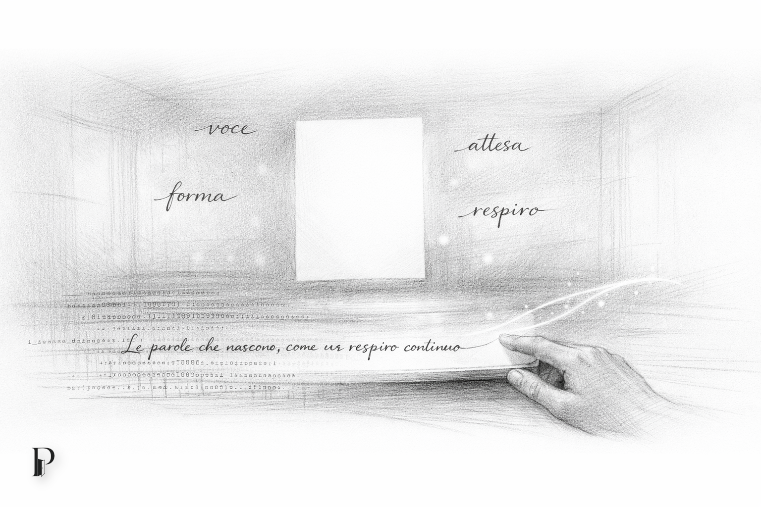 Soglia visiva per Di ciò che resta, costruita per accompagnare il racconto in Casa Creativa