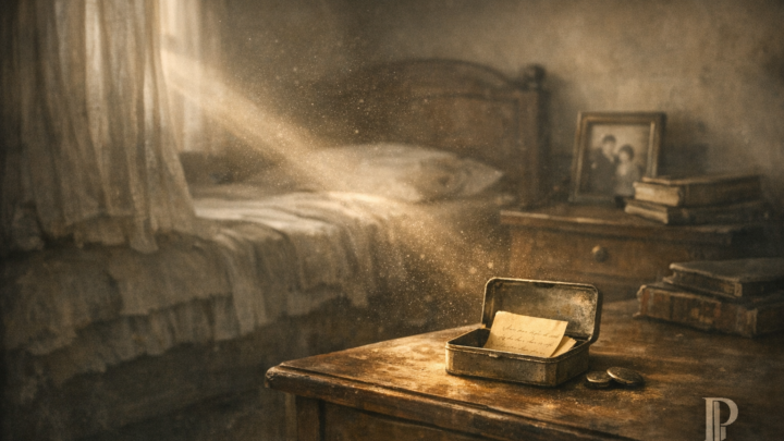 Soglia visiva per La stanza dove il tempo restava, costruita per accompagnare il racconto in Casa Creativa