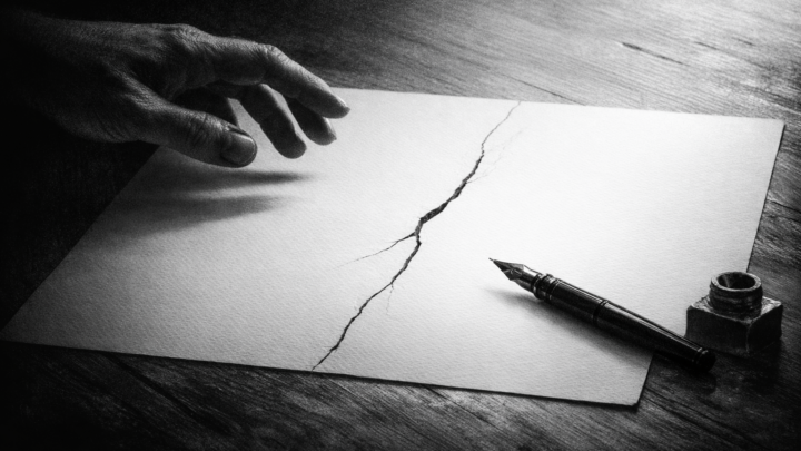 Un foglio ed una penna in un momento di attesa, come il non detto che attende