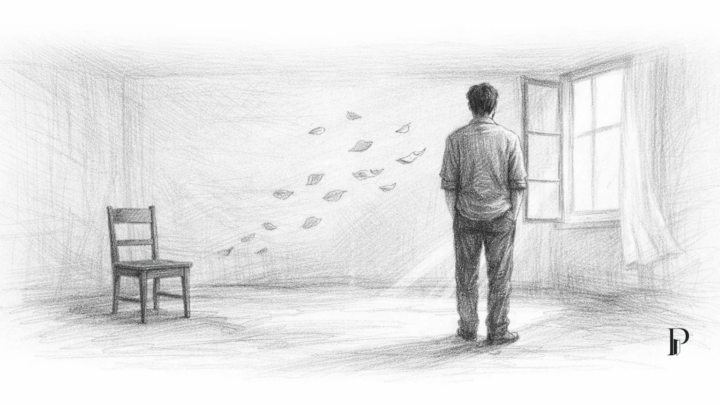 Soglia visiva per Quel che rimane, costruita per accompagnare il racconto in Casa Creativa