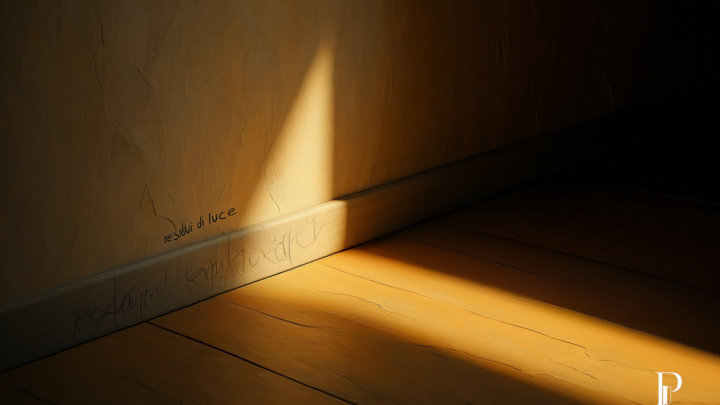 Soglia visiva per Residui di luce, costruita per accompagnare il racconto in Casa Creativa