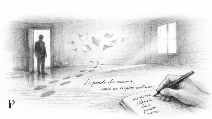 Soglia visiva per La forma del passaggio, costruita per accompagnare il racconto in Casa Creativa