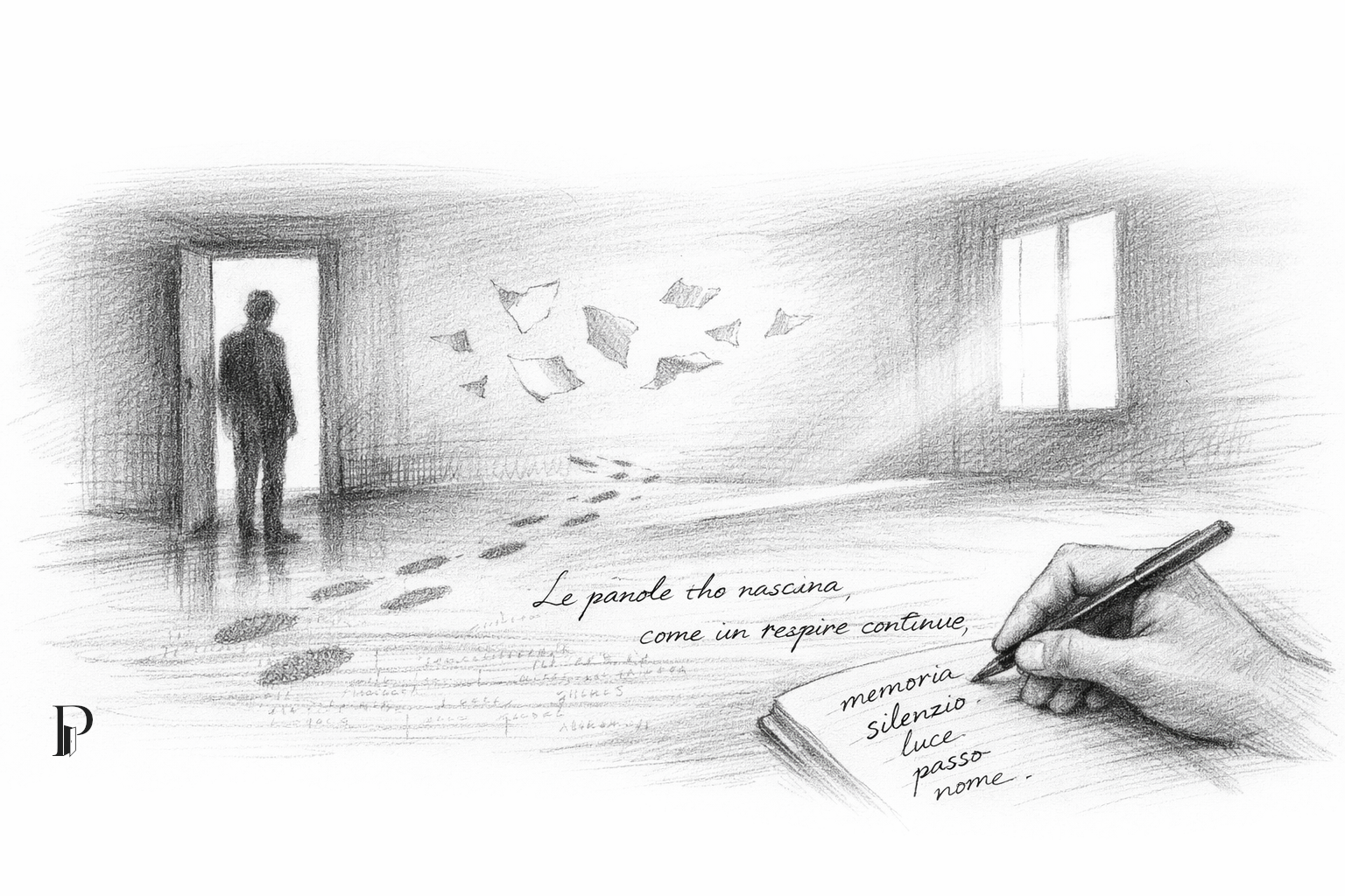 Soglia visiva per La forma del passaggio, costruita per accompagnare il racconto in Casa Creativa