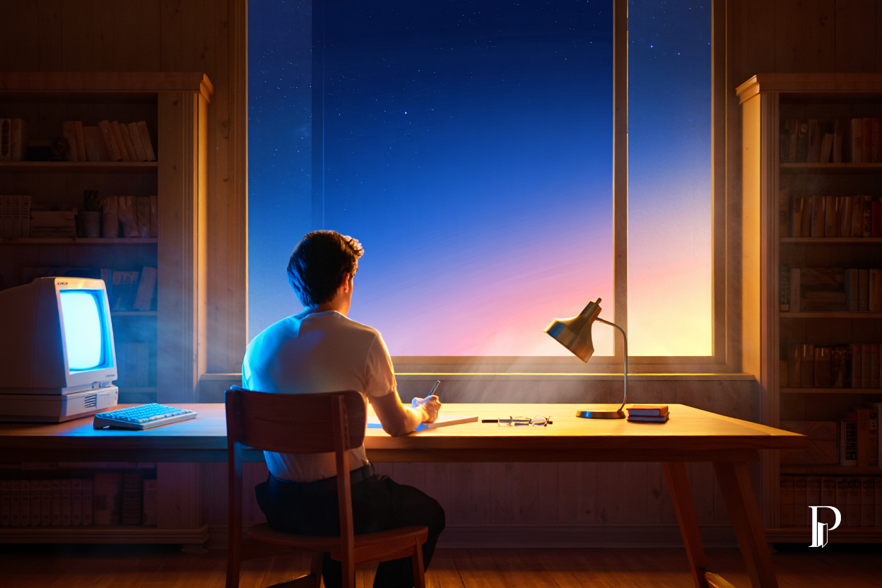 Soglia visiva per Quando la notte lascia spazio al giorno, costruita per accompagnare il racconto in Casa Creativa