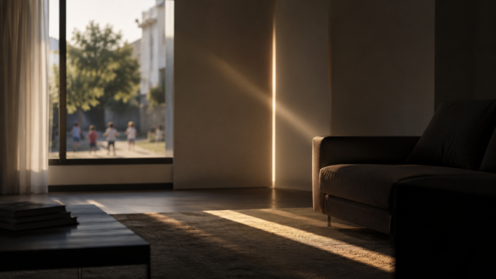 Soglia visiva per Una crepa nel presente, costruita per accompagnare il racconto in Casa Creativa