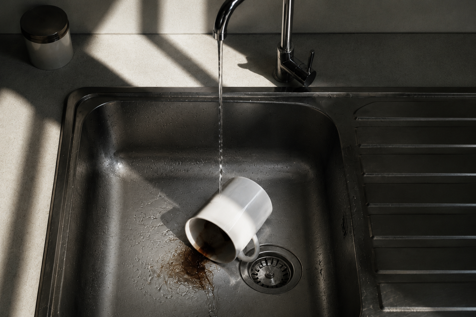 Soglia visiva per La tazza al lavello, costruita per accompagnare il racconto in Casa Creativa