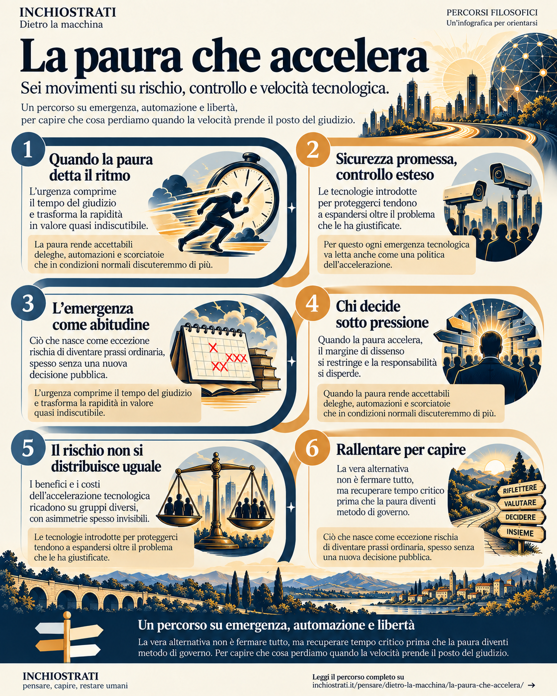 Infografica del percorso La paura che accelera di Dietro la macchina
