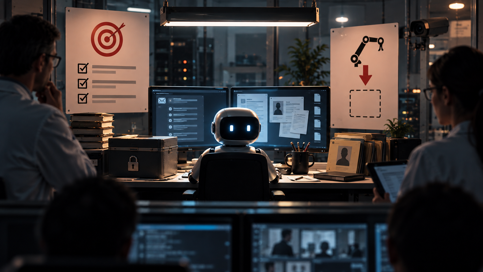 Un sistema di intelligenza artificiale osservato in un laboratorio, circondato dagli obiettivi, dalle informazioni e dalle condizioni predisposte dai ricercatori.