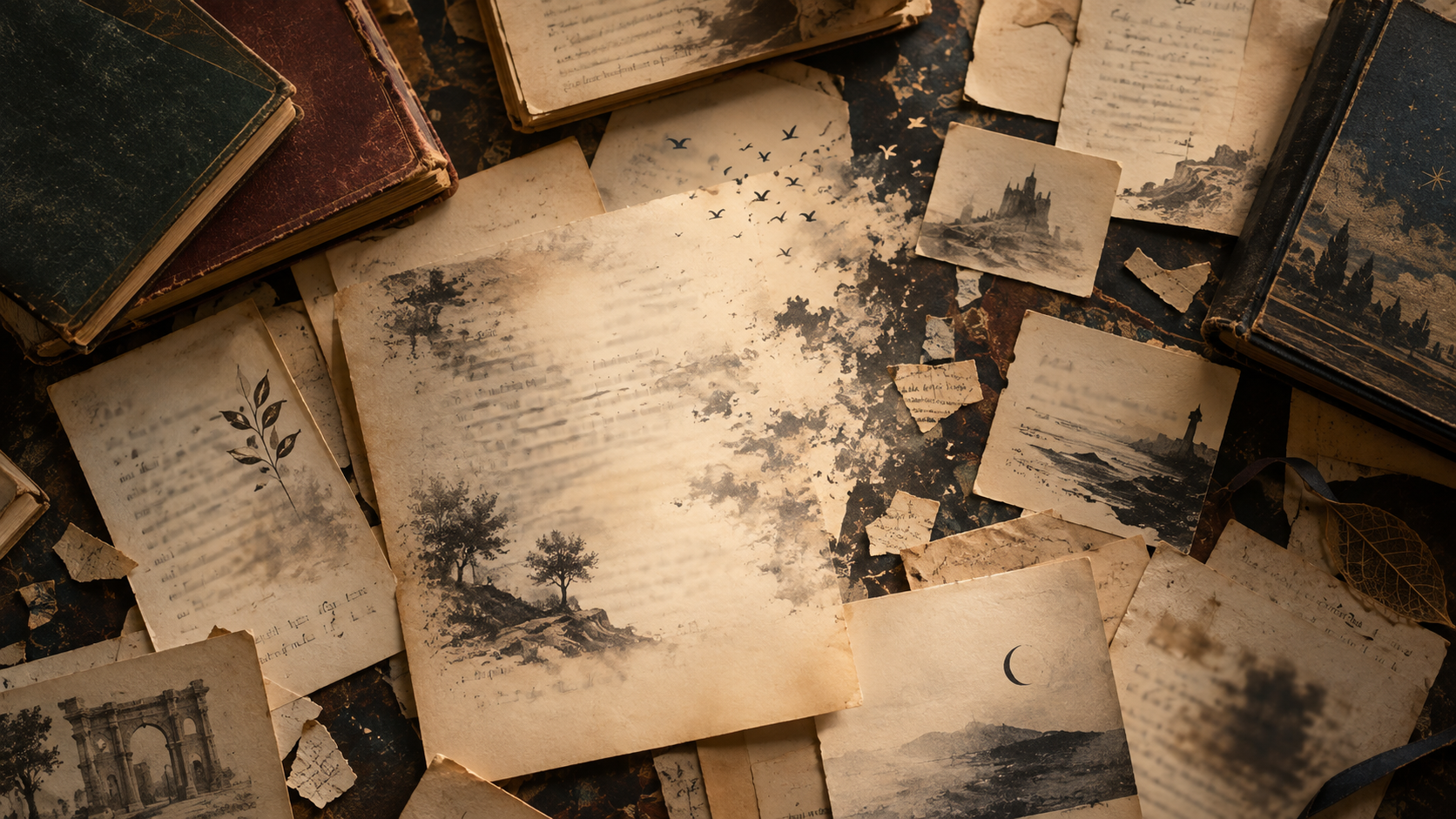 Figure e frammenti di pagine che si dissolvono, metafora della memoria dei libri letti