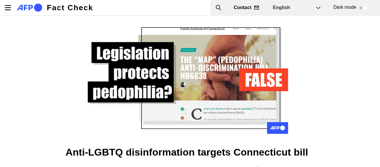 Schermata di AFP Fact Check sulla falsa interpretazione della HB 6638.